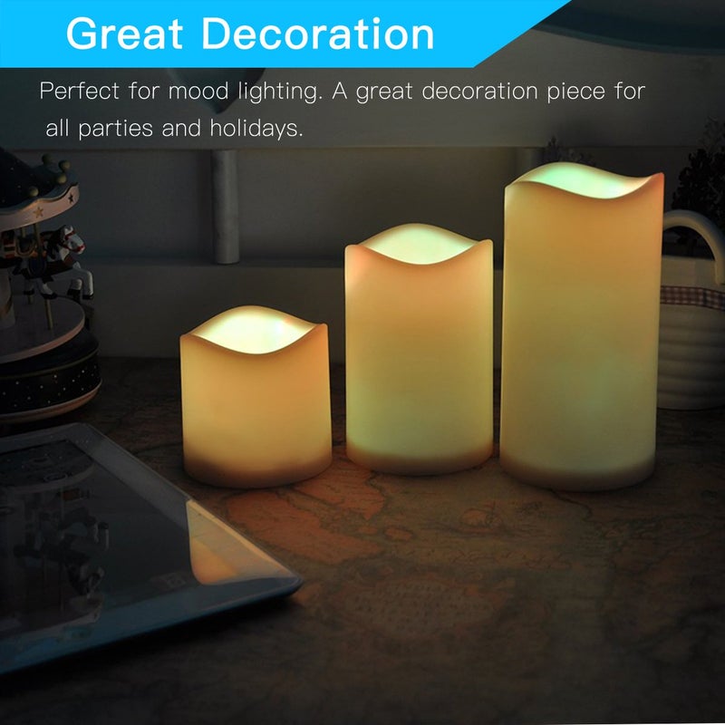 Novelty Place Flameless Candles with Remote, Real Flickering & Real Ivory Color Battery Powered LED Pillars Candle with Remote Control and Timer Function - 12 Preset Multi Colors - Image 2